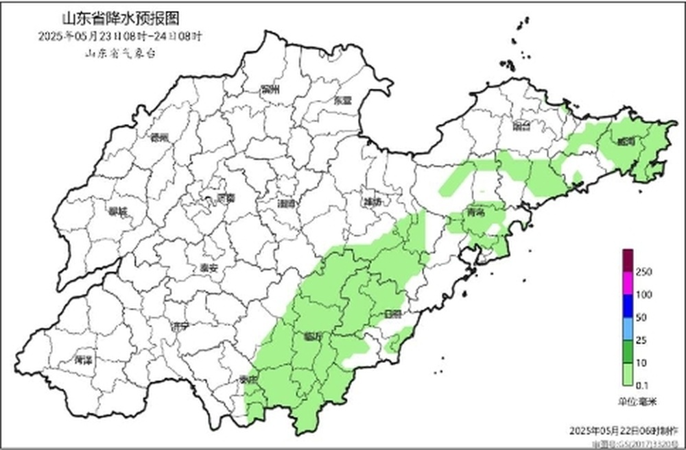 图2 2025年5月23日08时—5月24日08时降水量预报（毫米）