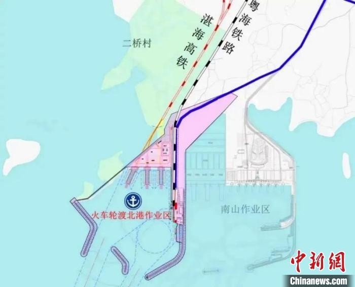 湛江至海南高铁跨海轮渡工程示意图。　陈继林 摄