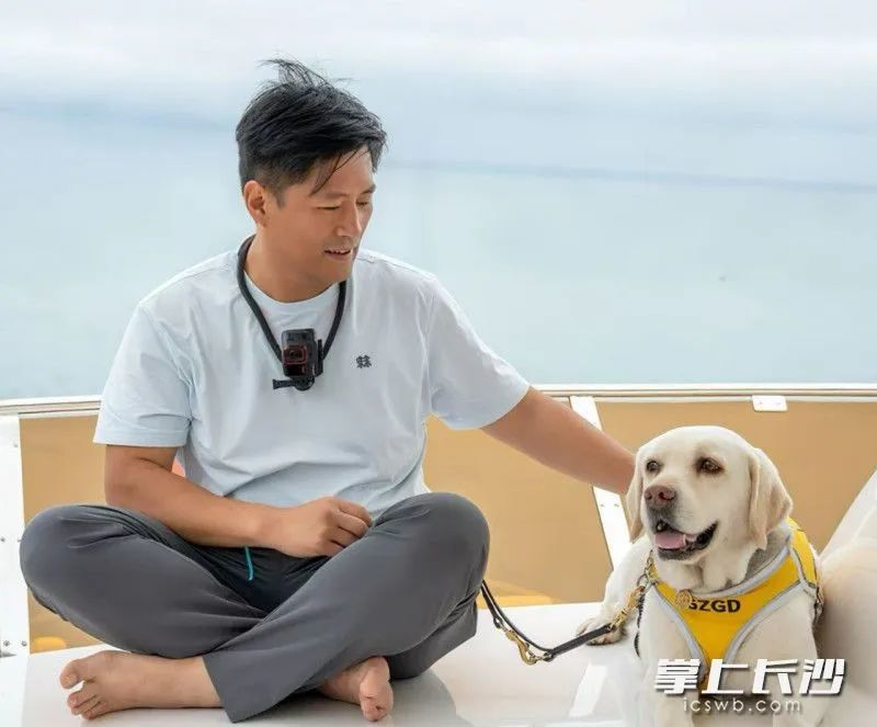 宝哥和导盲犬阿尔法游玩橘子洲,感受山水洲城的“无碍”与有爱