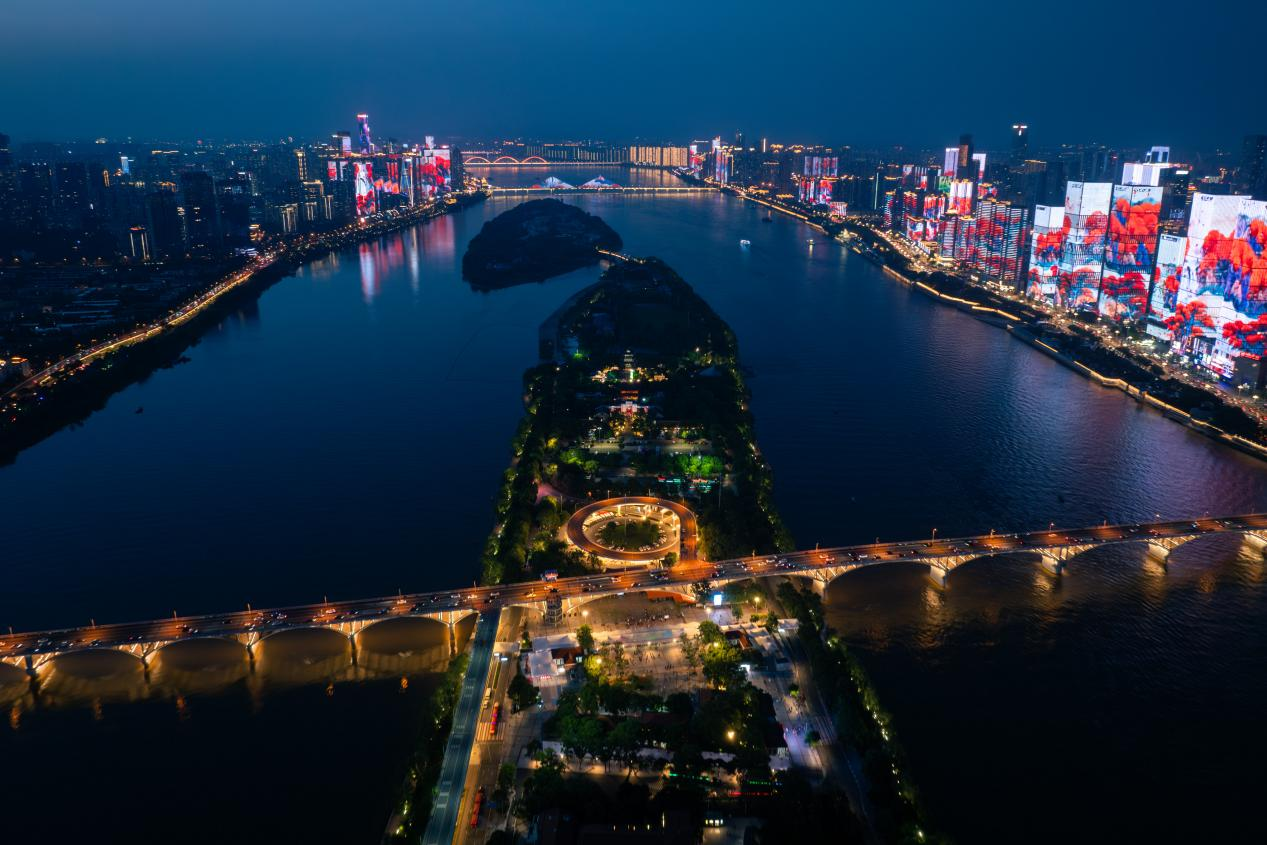 江天暮雪文化园及湘江两岸夜景