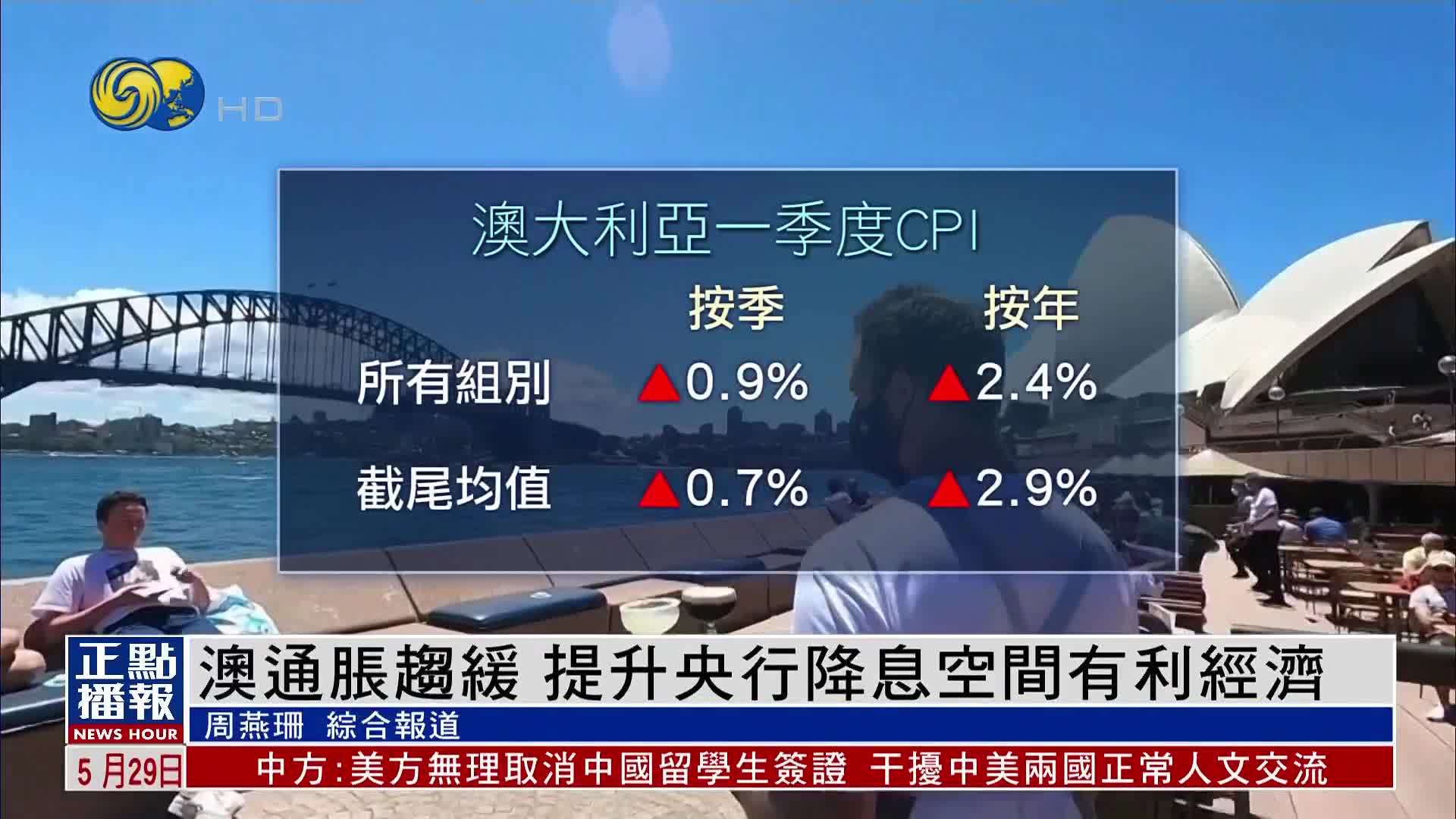 财经热点｜澳大利亚通胀趋缓 提升央行降息空间有利经济