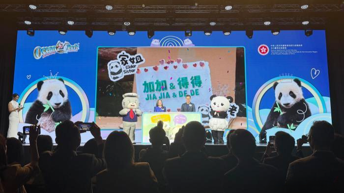 首对“港产”龙凤胎大熊猫正式命名