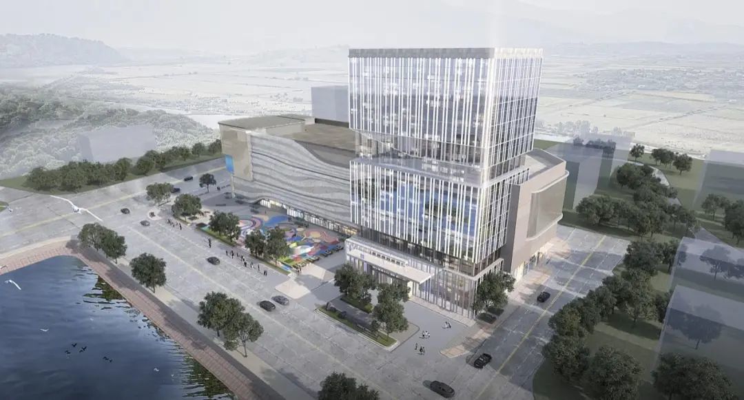 杜阮镇新良大道“三旧改造”地块规划效果图，展现现代化商业综合体雏形