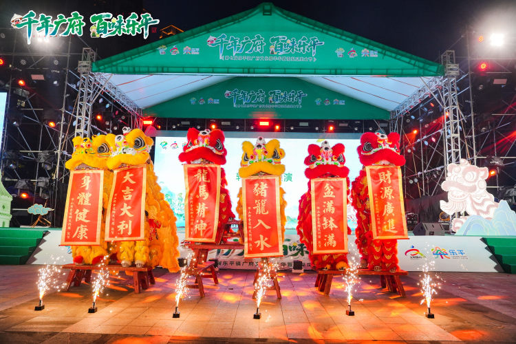 图为:醒狮表演。