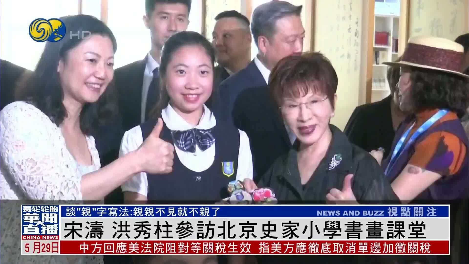 宋涛 洪秀柱参访北京史家小学书画课堂