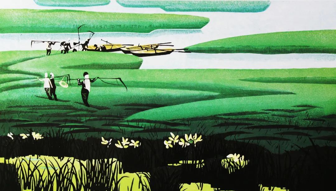 梁士夫《芳草地》版画1984