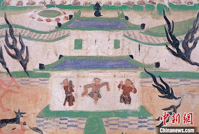 敦煌莫高窟第61窟(五代)中的“歌舞儿童”(敦煌研究院供图)