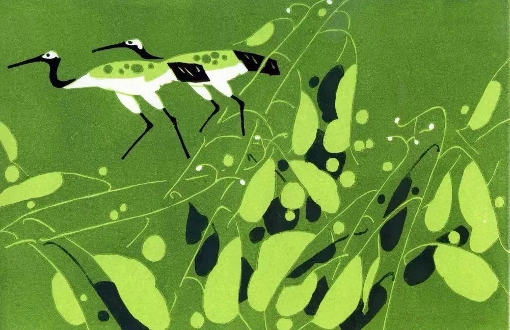 郑子江《绿色叶子》版画2018