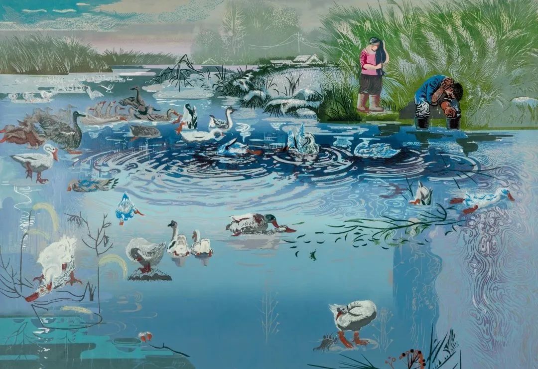 吴静秋《梳妆》版画2014