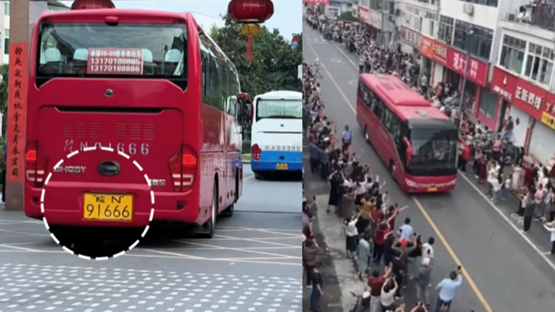 毛坦厂中学送考现场，熟悉的头车91666，祝孩子们金榜题名 前程似锦