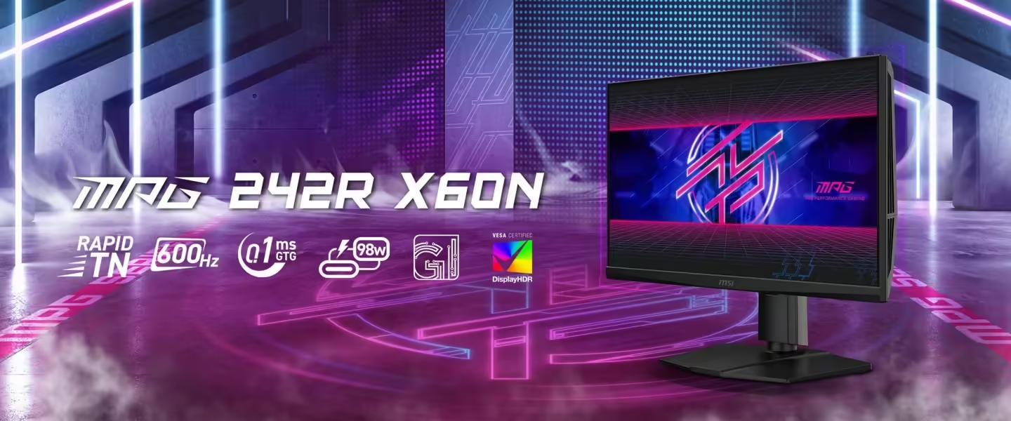 微星正式推出600Hz电竞显示器MPG 242R X60N,最低0.1ms GtG延迟