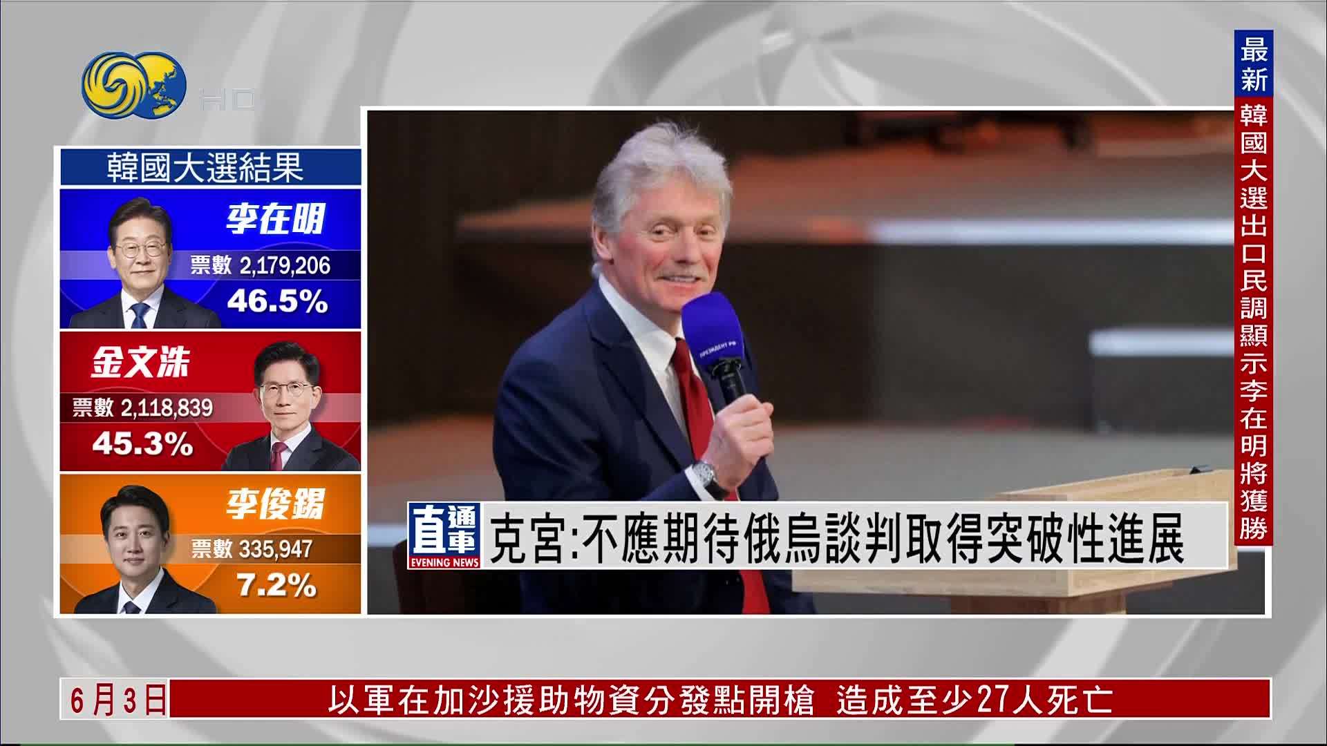 克宫：不应期待俄乌谈判取得突破性进展