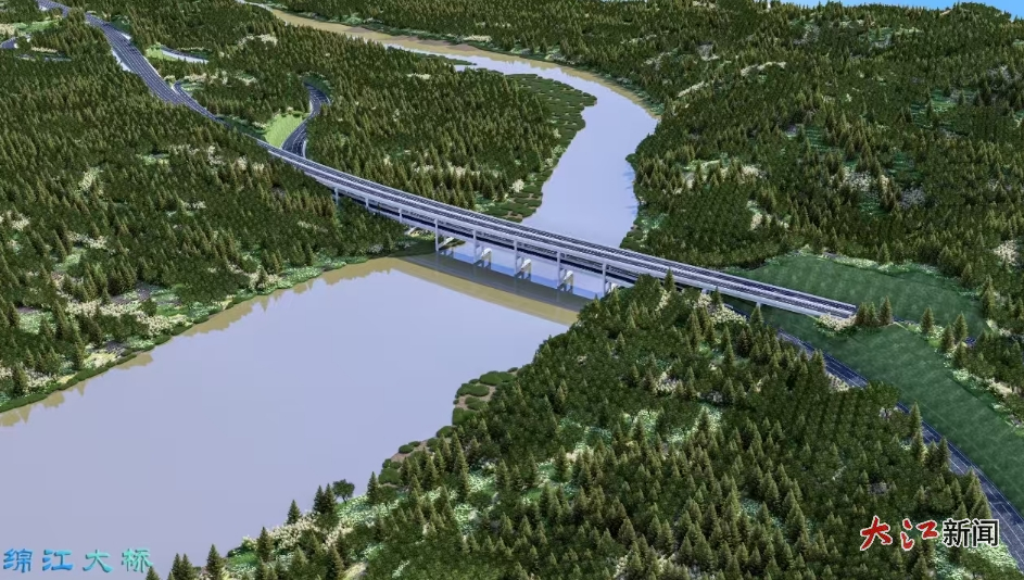 主线与互通相结合的双层桥梁项目效果图