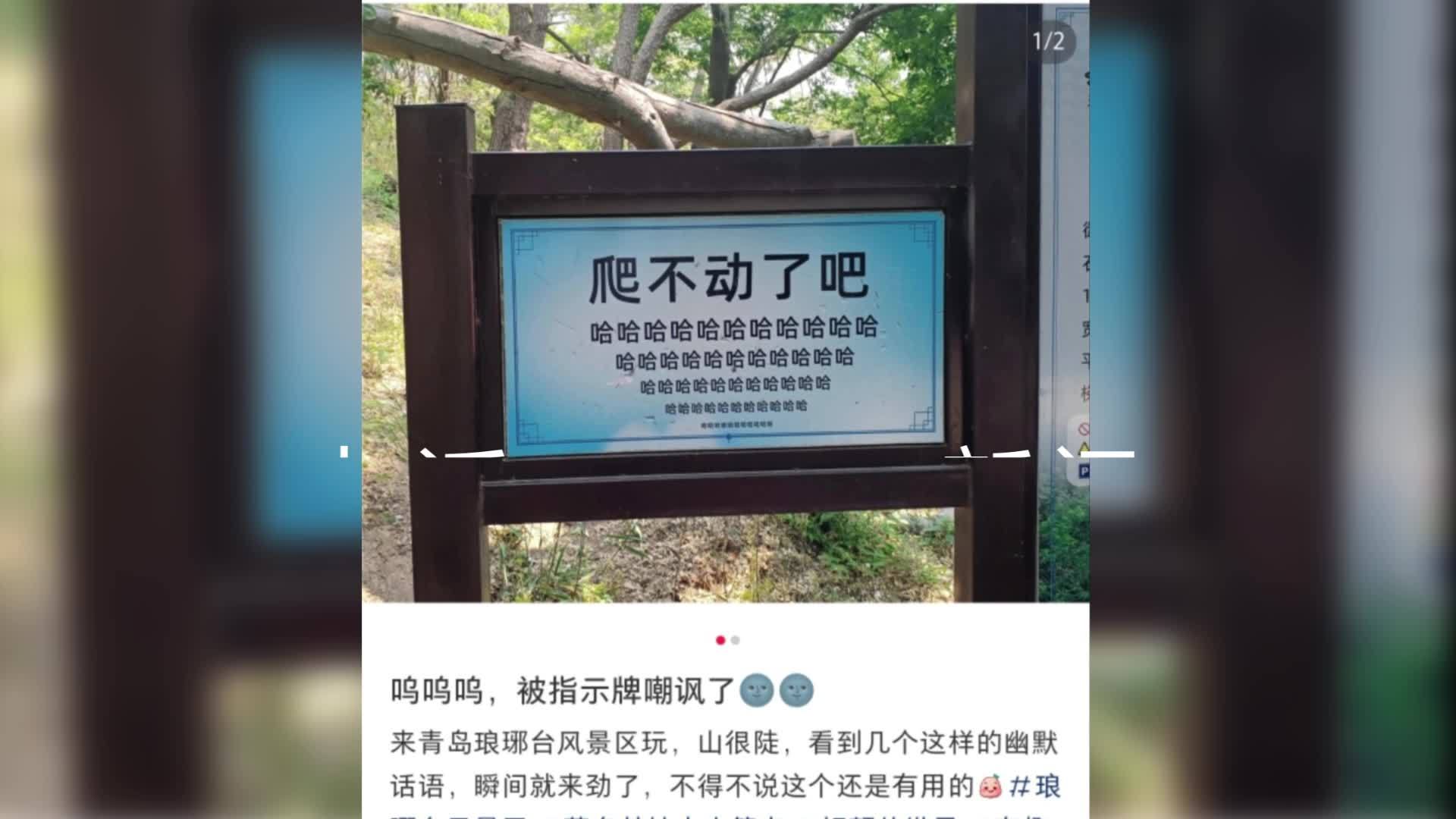 琅琊台风景区指示牌被指“嘲讽感拉满”，回应：为游客鼓舞士气，由年轻人设计