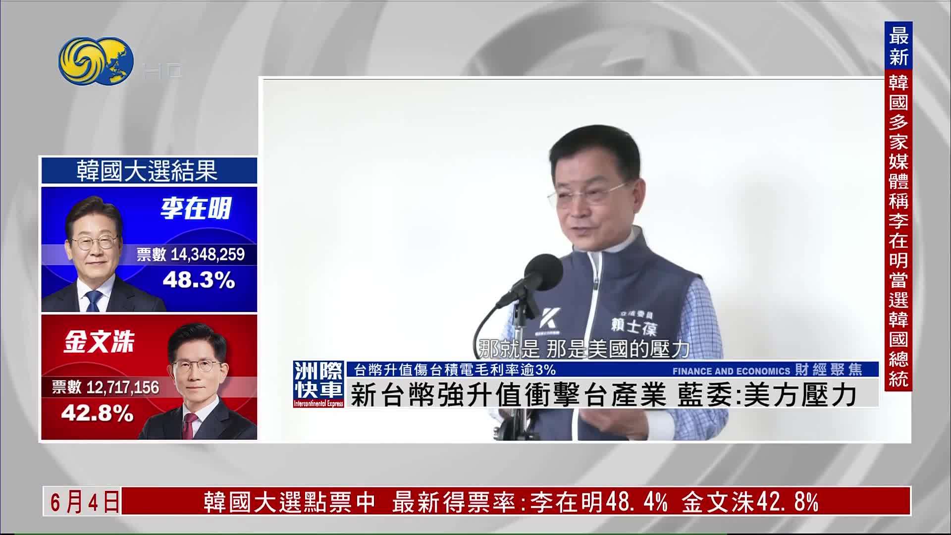 新台币强升值冲击台产业 蓝委：美方压力