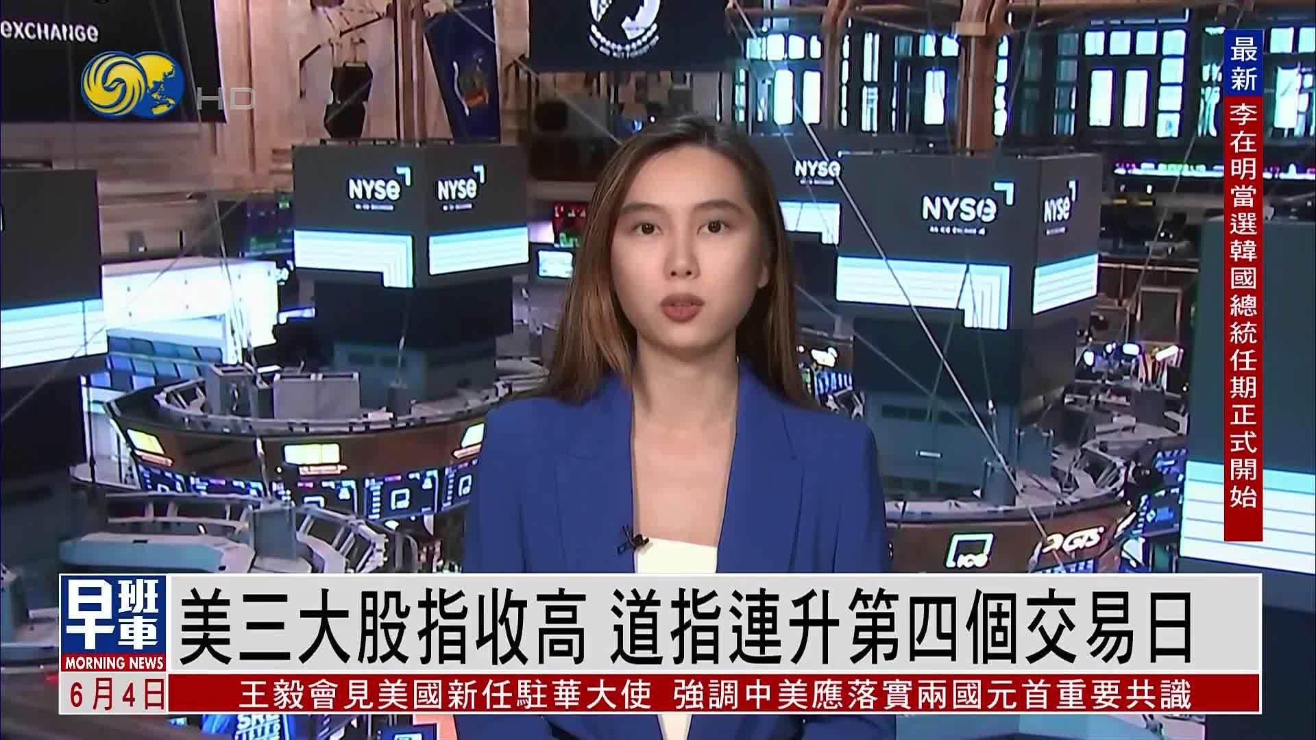 美三大股指收高 道指连升第四个交易日