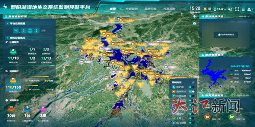 鄱陽湖濕地生態系統監測預警平臺首頁截圖。
