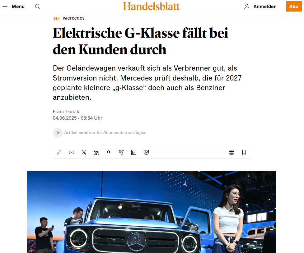 纯电大G?奔驰高管都承认它失败咯