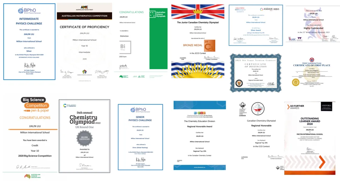 Maggie获得的部分证书