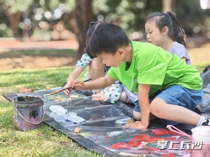 在西湖公园内，孩子们在沉浸式独立创作