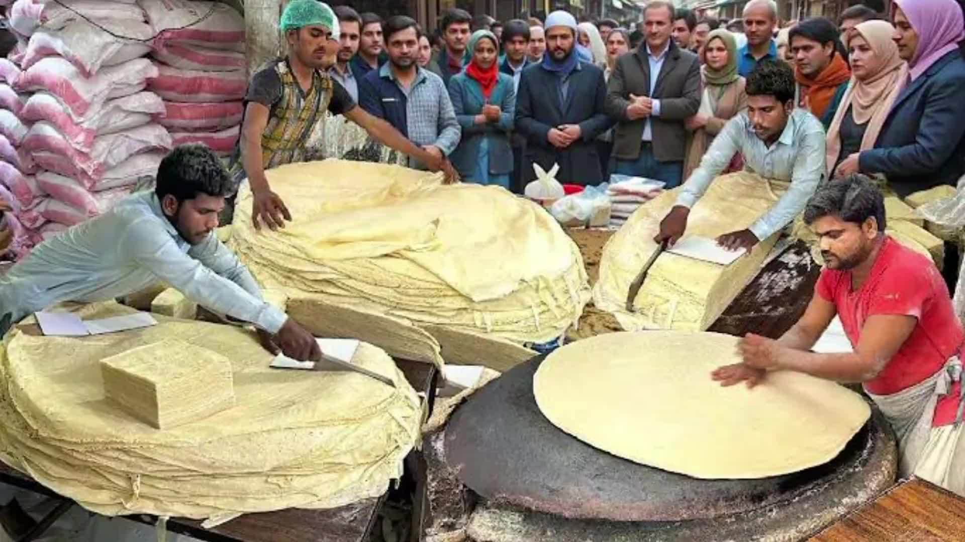 见识一下，巴基斯坦2块钱一张的超大烙饼，生产过程充斥着足香