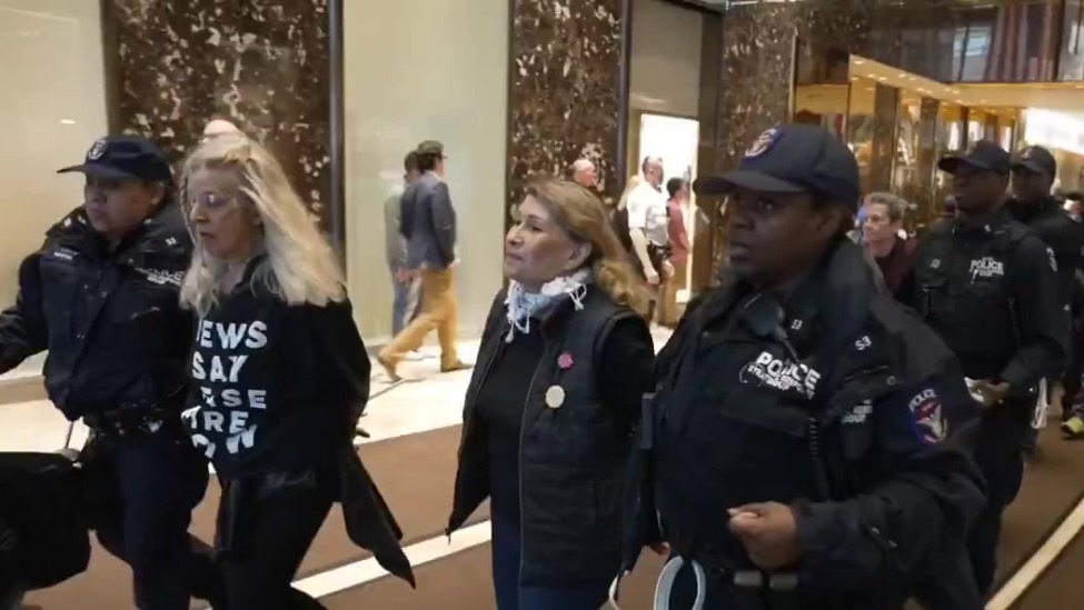 纽约警方逮捕特朗普大厦里的示威者