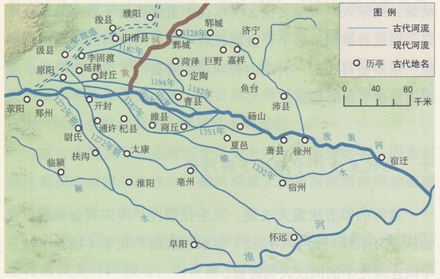 金元时期黄河南徙主要泛道图