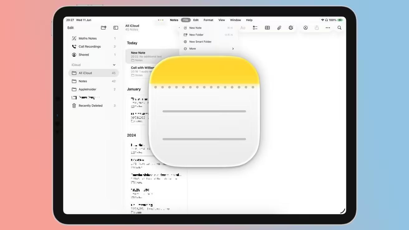 苹果焕新iPadOS 26版备忘录:“液态玻璃”改造界面、Markdown导出、通话录音转录等