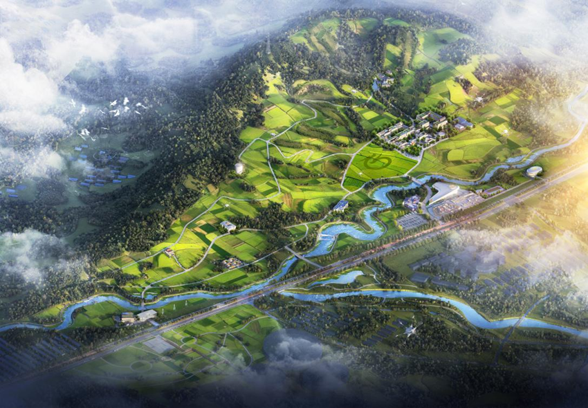 东方烁龙研学营地一期鸟瞰设计图。