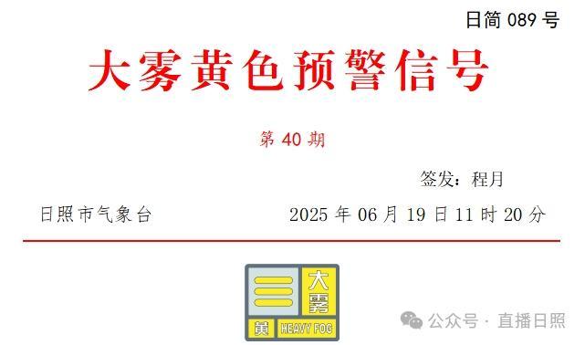 大雾黄色预警信号