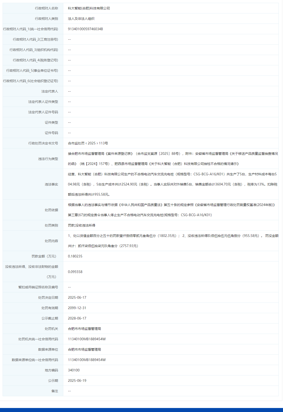 科大智能（合肥）科技有限公司再被曝生产销售不合格产品
