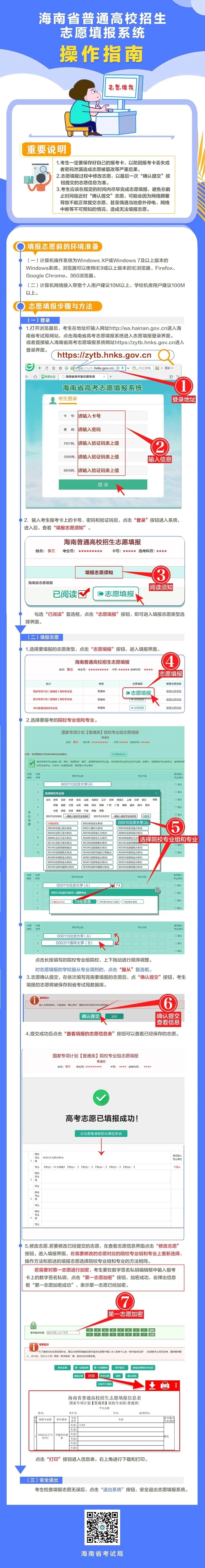 海南省普通高校招生志愿填报系统操作指南。海南省考试局供图
