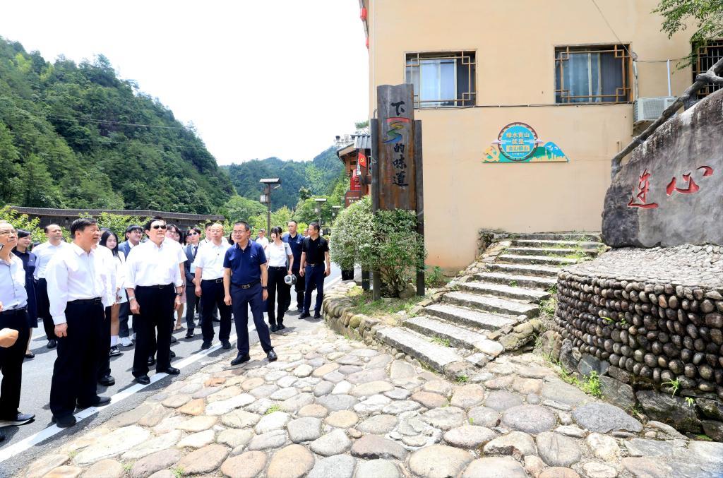 6月17日,马英九一行在宁德市寿宁县下党乡参访。新华社发