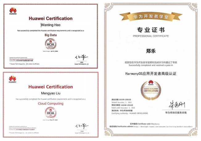 学生取得华为相关认证证书