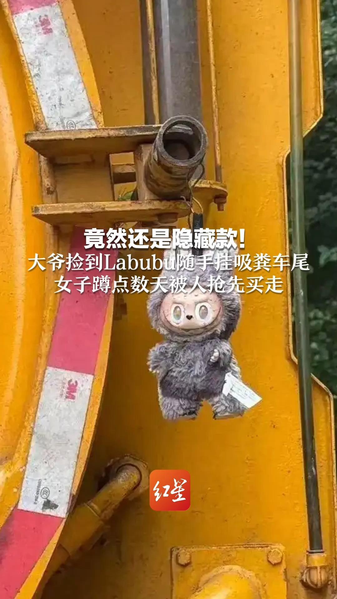竟然还是隐藏款！大爷捡到Labubu随手挂吸粪车尾 女子蹲点数天被人抢先买走