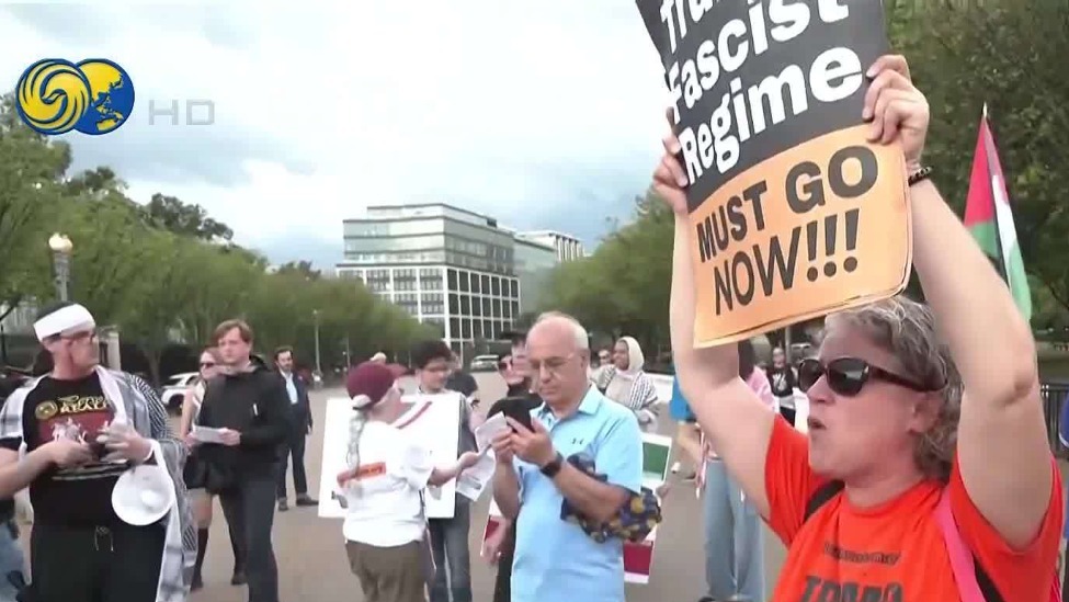 伊朗和以色列的支持者白宫外对峙