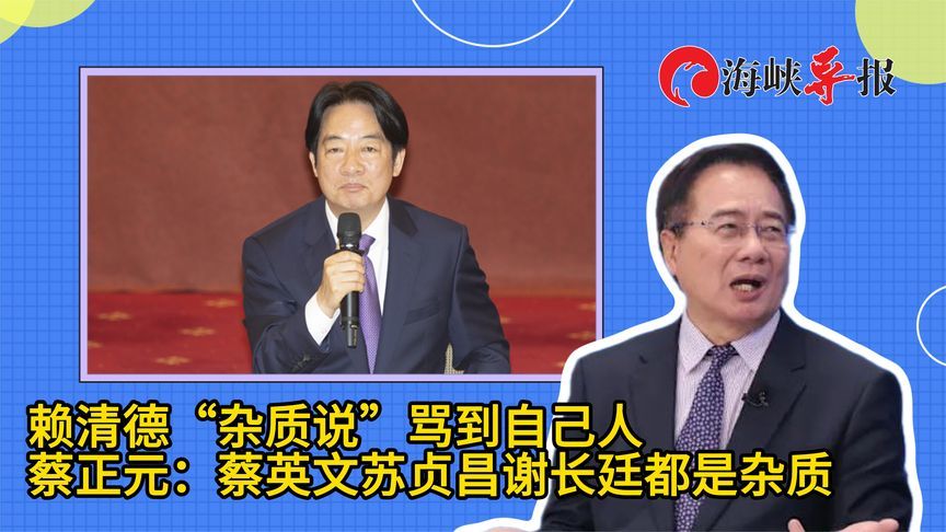 赖清德“杂质说”骂到自己人，蔡正元：蔡英文谢长廷都是杂质