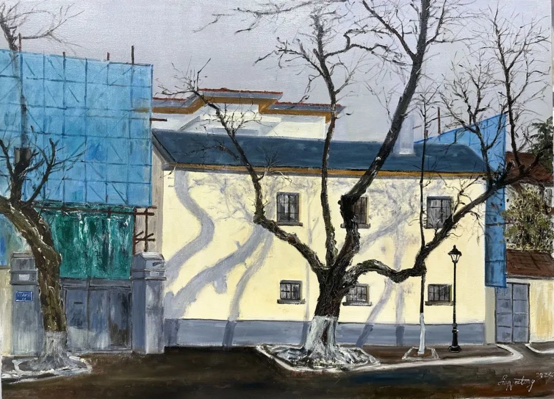 《颐和路街景三》 布面油画 70cm×110cm 2024年