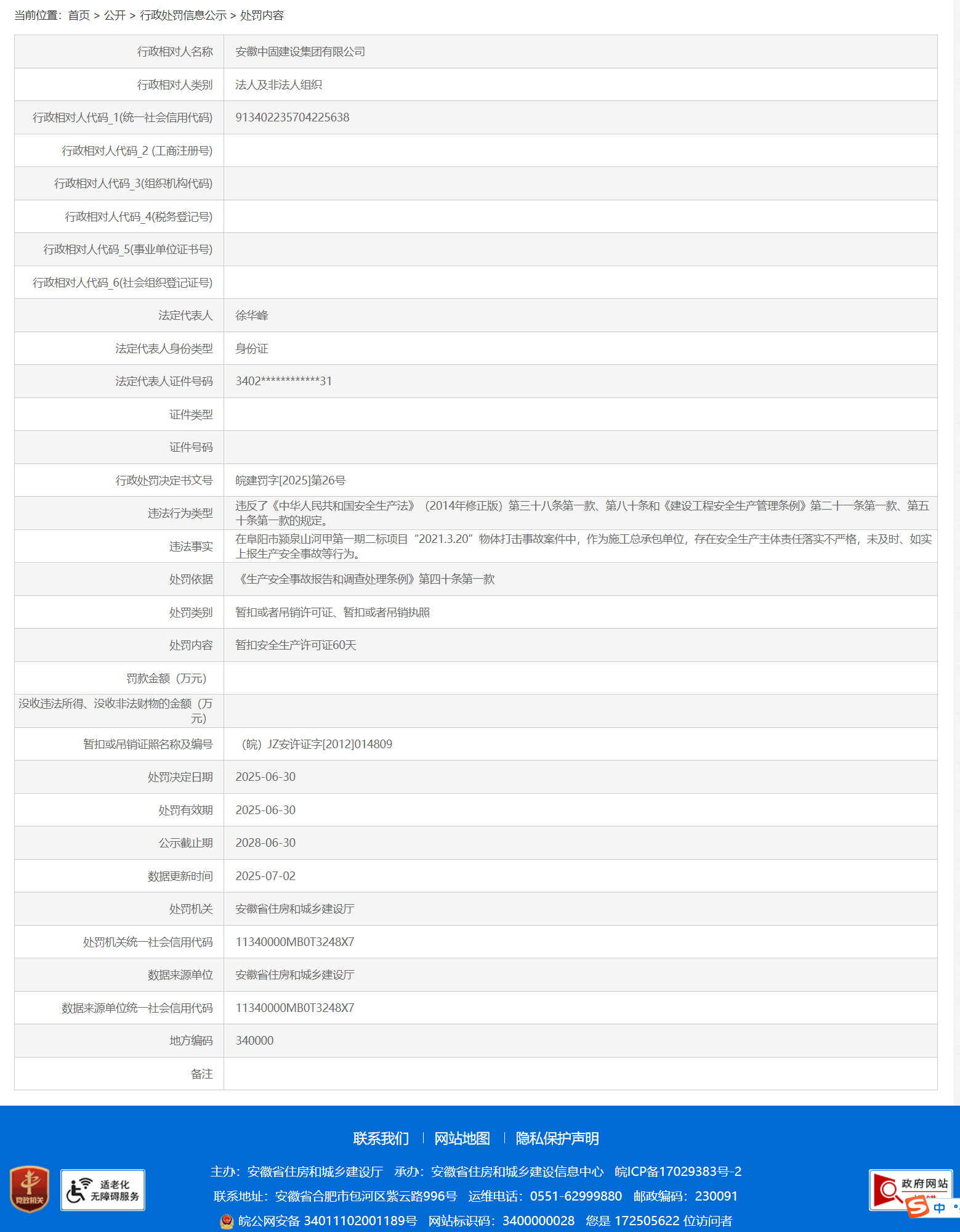 谎报事故被罚200万后，安徽中固建设集团再因瞒报受惩，其曾获三年“省优”
