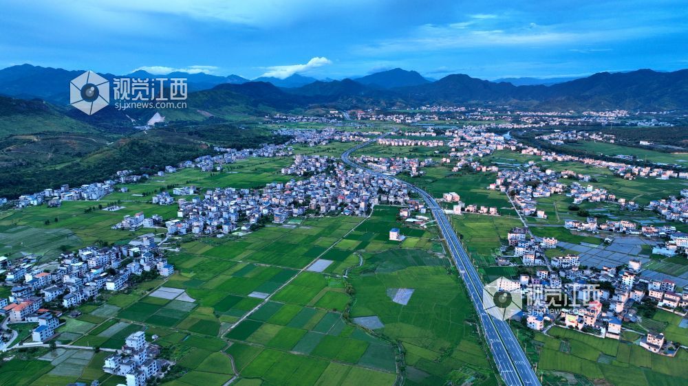 2025年7月1日清晨,阳光洒落江西吉安市遂川县泉江镇乡村,四好公路如银带蜿蜒,串起错落有致的农舍与广袤绿田,远处青山含翠,共同绘就乡村振兴的诗意长卷,满溢蓬勃朝气与希望 。