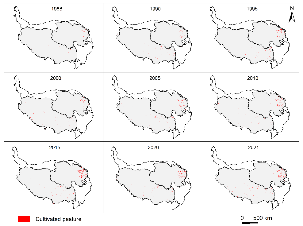 1988–2021年青藏高原人工草地分布图