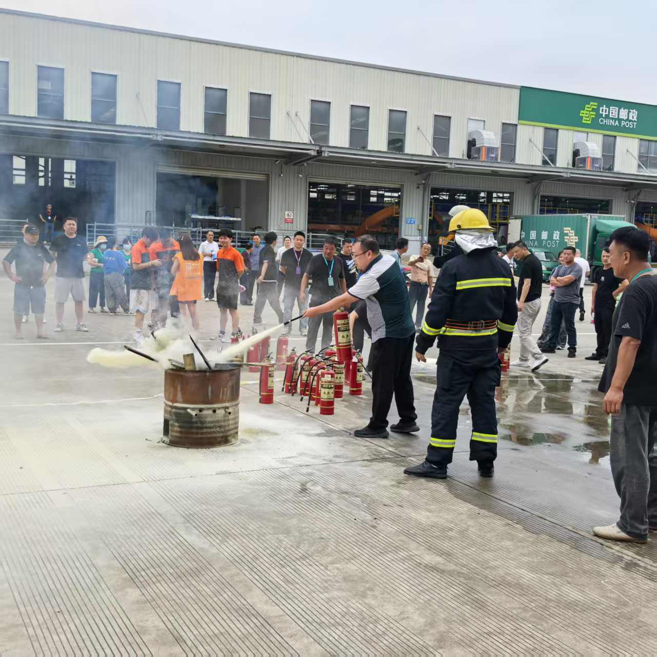 宁波中通物流公司消防演练增强职工突发处置能力