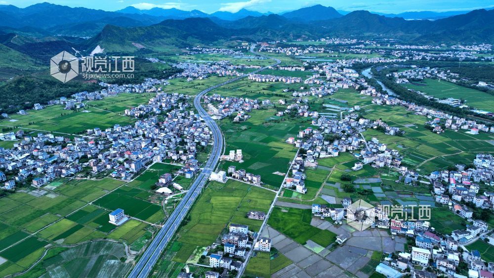 2025年7月1日清晨,阳光洒落江西吉安市遂川县泉江镇乡村,四好公路如银带蜿蜒,串起错落有致的农舍与广袤绿田,远处青山含翠,共同绘就乡村振兴的诗意长卷,满溢蓬勃朝气与希望 。