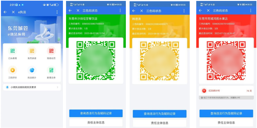 东莞e执法应用“红黄绿”三码评价
