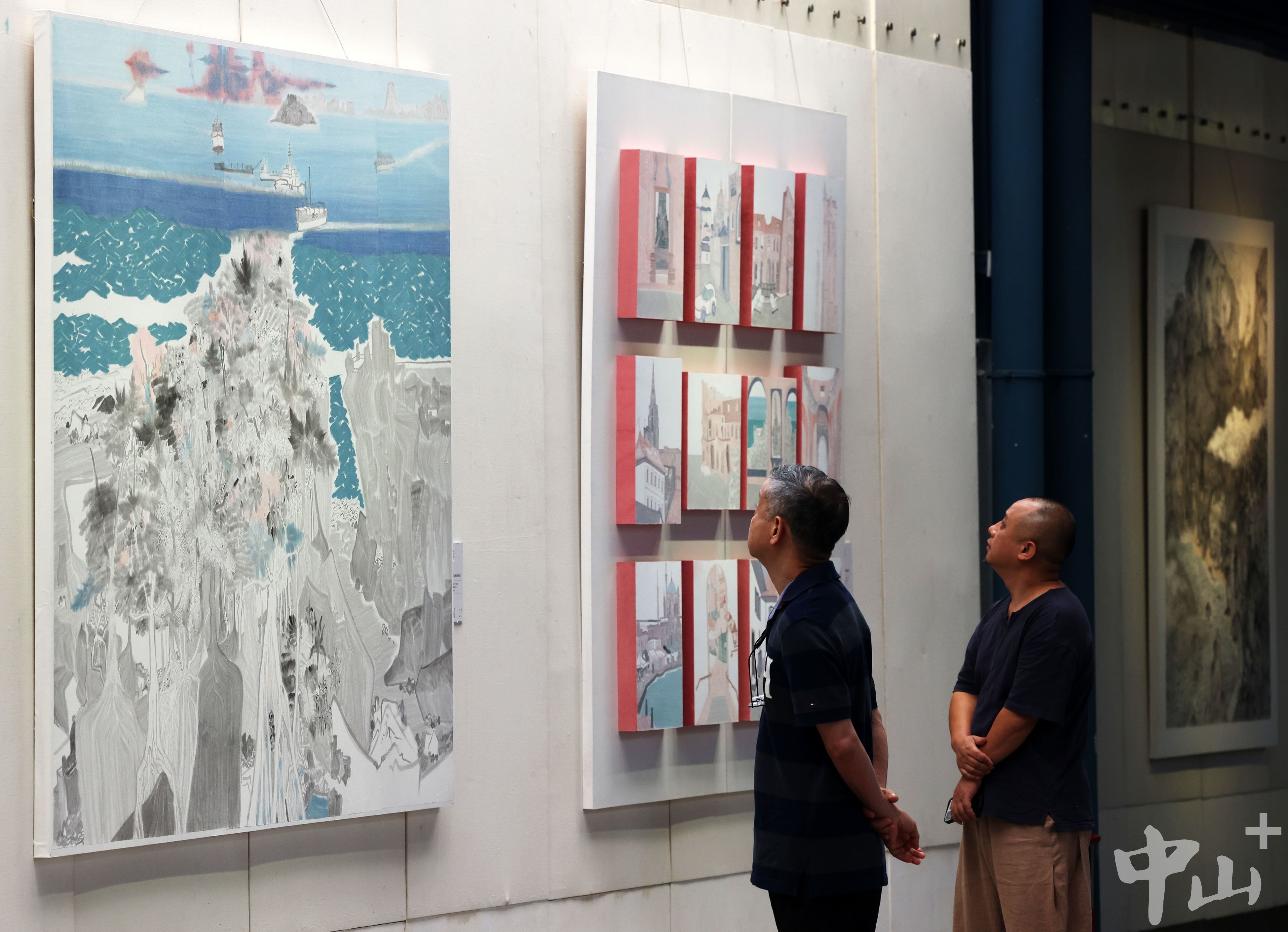 7月5日，“游心方外”山水画展在中山美术馆揭幕。（文波 摄）