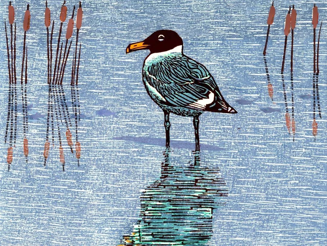 陈彦龙《在水一方》版画2003