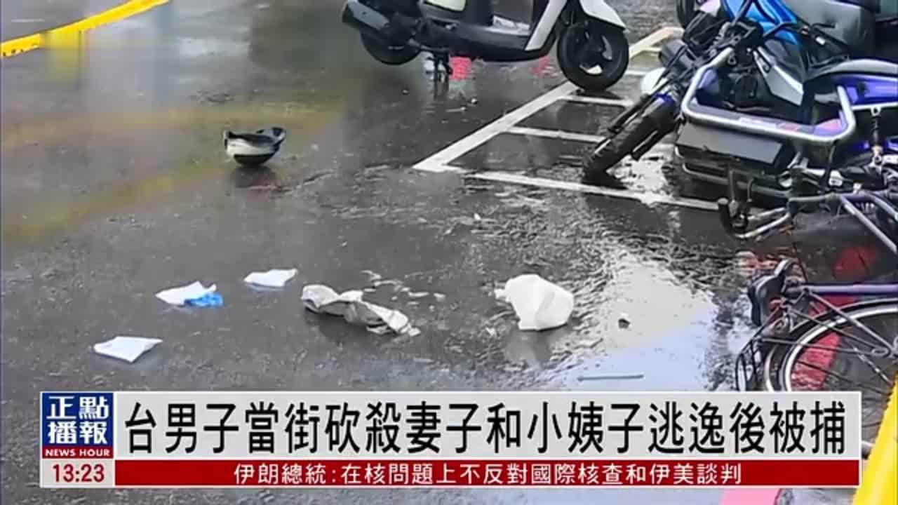 台湾男子当街砍杀妻子和小姨子逃逸后被捕