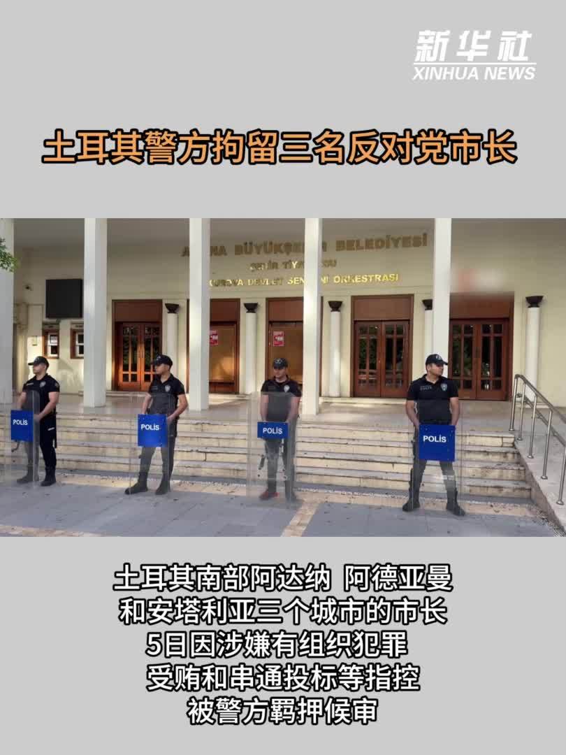 土耳其警方拘留三名反对党市长
