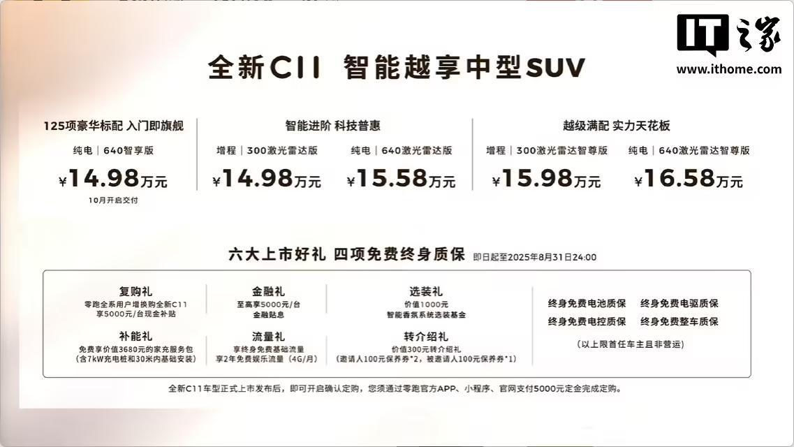 新款零跑C11中型SUV上市:纯电、增程双动力,14.98万元起