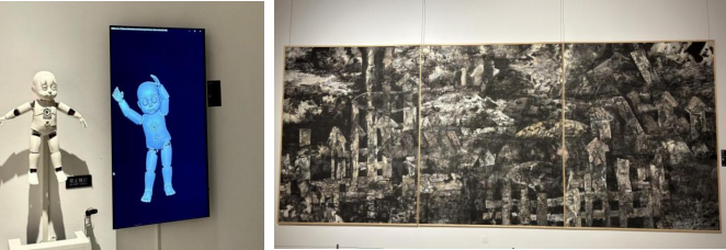 图1 李杭《模仿游戏》 机器人装置、电脑主机、显示屏 2022年 图2 王绍昌《海殇》中国画 2020年